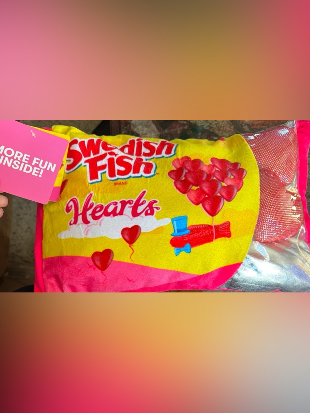 Hearts Plush Pillow - Yellow & Pink